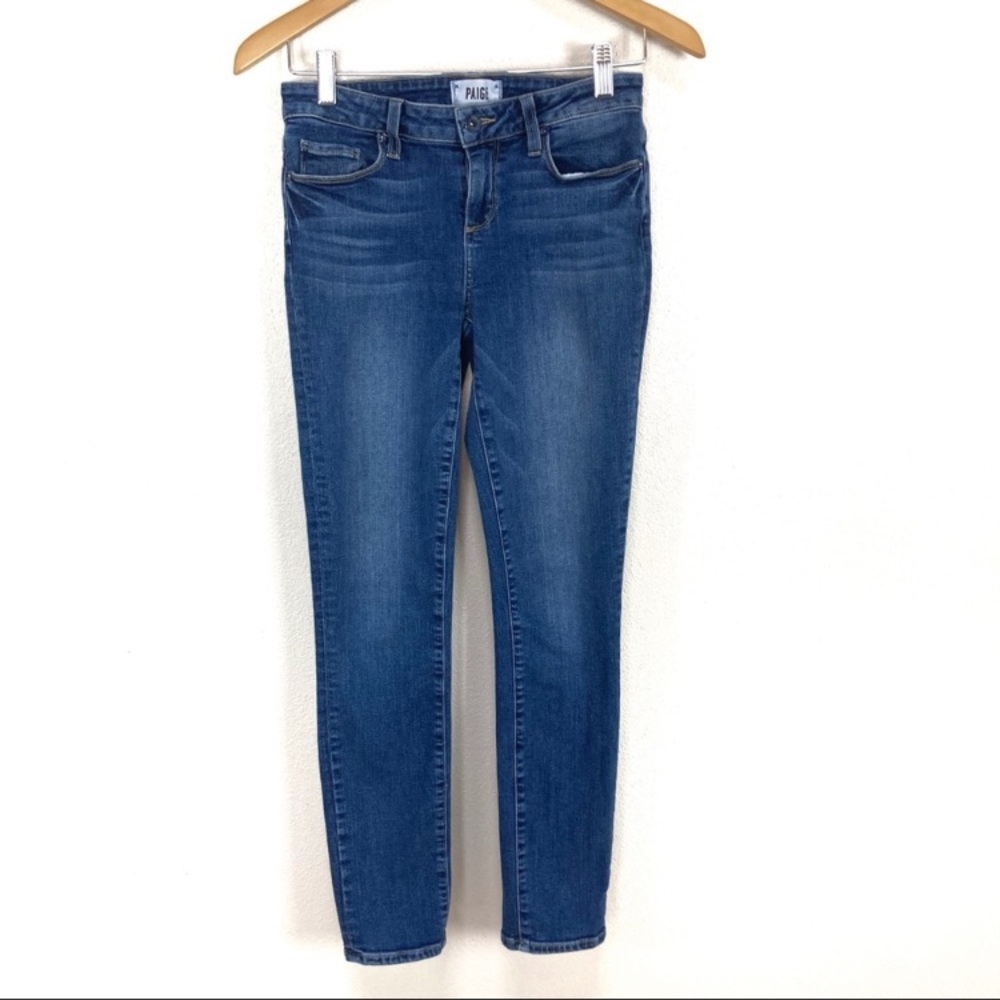 Paige Skyline Ankle Peg Skinny‎ Mid Rise Jeans Dark Wash Stretch Women’s Sz 26